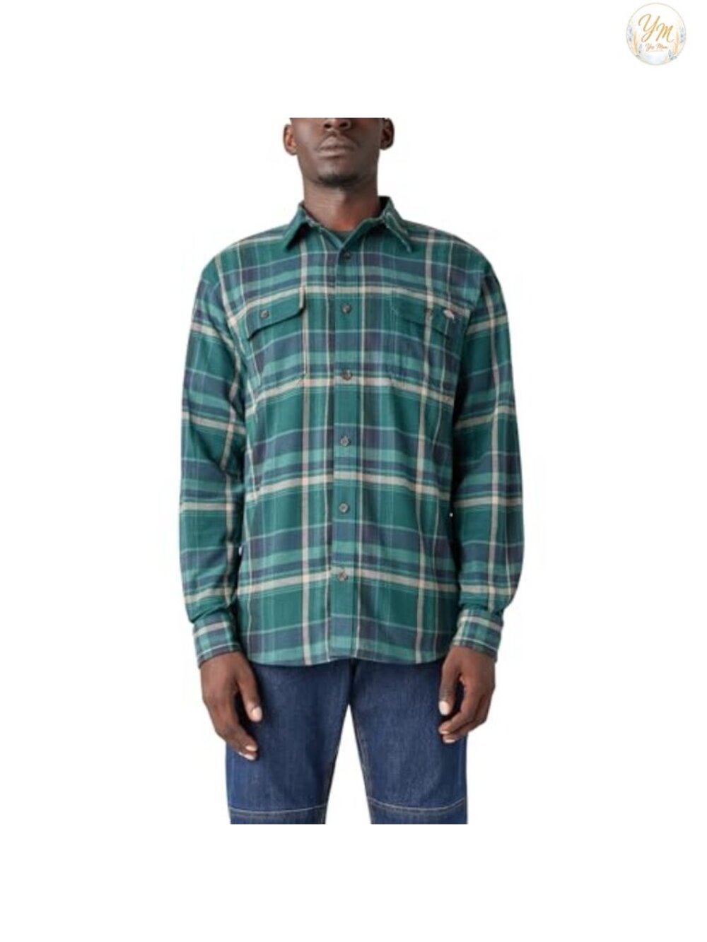 Dickies Men's Relaxed Fit Flex Long Sleeve Flannel Shirt Cotton Stretch
